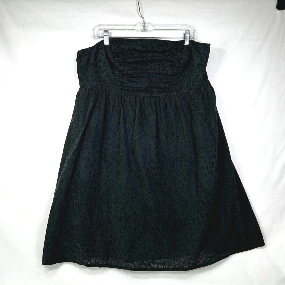Vintage Y2K Torrid Black Animal Print Strapless Sundress Party Cocktail Dress 14